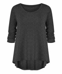 Best Pirce 🧨 UDEAR Dark Gray Scoop Neck Hi-Low Top - Plus 🌟