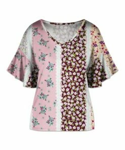 Flash Sale 😀 UDEAR Burgundy & Pink Floral V-Neck Top - Plus 😍
