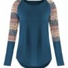 Outlet 🛒 UDEAR Cobalt Blue & Orange Floral Patchwork Raglan Top - 👩 Women & Plus 🔥