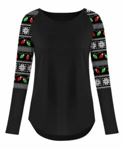 Best Pirce 👏 UDEAR Red & Black 🎅 Christmas Lights Fair Isle Raglan Top - 👩 Women & Plus 💯