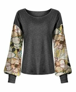 Top 10 🛒 UDEAR Dark Gray & Green Abstract Floral Puff-Sleeve Top - 👩 Women ✨