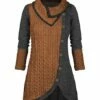 Flash Sale 🔔 UDEAR Dark Gray & Earth Yellow Cable-Knit Button-Accent Cowl Neck Tunic - 👩 Women 🎁