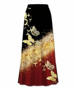 Brand new ⭐ UDEAR Yellow & Black Butterfly Glitter-Print Maxi 👗 Skirt - 👩 Women 🤩