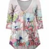 Flash Sale 🛒 UDEAR Pink & White Floral V-Neck Top - 👩 Women 🎁