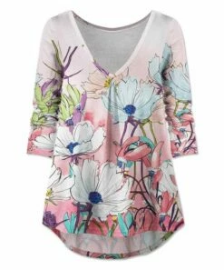 Flash Sale ๐ UDEAR Pink & White Floral V-Neck Top - ๐ฉ Women ๐