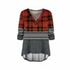 New ⭐ UDEAR Black & Orange Plaid V-Neck Hi-Low Top - Plus ❤️