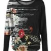 Best Pirce 🎁 UDEAR Red & Black Floral Ruched Long-Sleeve Dolman Top - 👩 Women 🌟