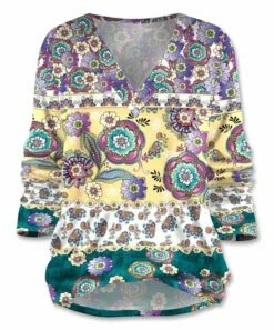Best deal โค๏ธ UDEAR Purple & Yellow Floral V-Neck Top - Plus ๐งจ