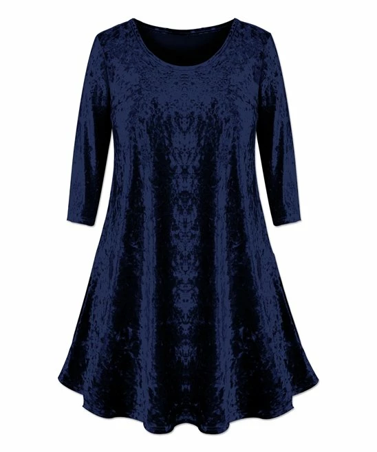 Best Pirce โ UDEAR Navy Velvet Swing Tunic - Plus ๐