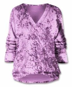 Promo 🥰 UDEAR Light Purple Velvet V-Neck Long-Sleeve Top - 👩 Women & Plus 👍