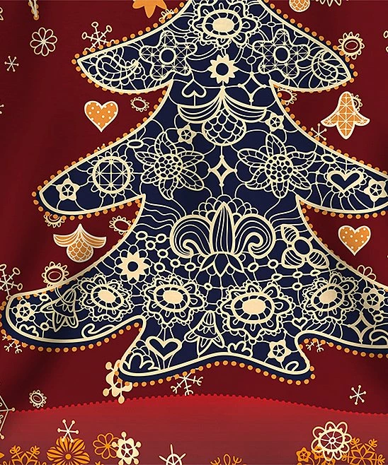 Outlet โจ UDEAR Orange & Red Moon Tree V-Neck Hi-Low Top - Plus โญ - Image 2