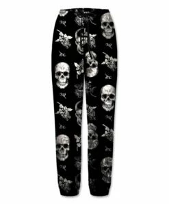 Top 10 ⭐ UDEAR Black & White Skull Rose Velvet Sweatpants - Plus ⌛