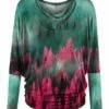 Deals 😀 UDEAR Green & Rose Red Forest Ruched Long-Sleeve Dolman Top - Plus 💯