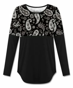 Best reviews of ✔️ UDEAR Black & White Paisley Crewneck Top - 👩 Women 👏