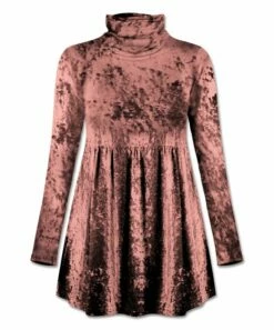 Best reviews of 💯 UDEAR Pink Velvet Mock Neck Empire-Waist Tunic - 👩 Women ✔️