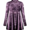 Cheap ❤️ UDEAR Light Purple Velvet Mock Neck Empire-Waist Tunic - 👩 Women 👏