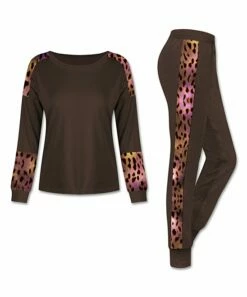 Cheap 🔥 UDEAR Rose Pink & Dark Coffee Cheetah Long-Sleeve Top & Joggers - 👩 Women ❤️
