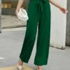 Best Pirce ⌛ UDEAR Dark Green Tie-Waist Wide-Leg Pants - Plus 🎁