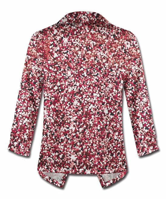 Buy ๐ UDEAR Red & White Glitter-Print Open Blazer - ๐ฉ Women & Plus ๐ฅ - Image 3