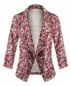 Buy 🌟 UDEAR Red & White Glitter-Print Open Blazer - 👩 Women & Plus 🔥