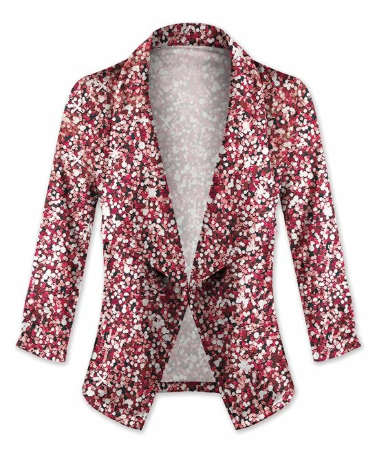 Buy ๐ UDEAR Red & White Glitter-Print Open Blazer - ๐ฉ Women & Plus ๐ฅ
