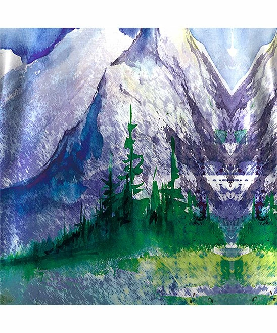 Brand new ๐ UDEAR Green & Blue Abstract Mountains V-Neck Hi-Low Top - Plus ๐ - Image 3