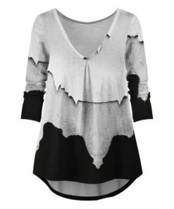 Best deal โ๏ธ UDEAR Black & White Abstract V-Neck Hi-Low Tunic - Plus ๐