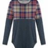 Outlet 🎉 UDEAR Heather Navy & Blue Plaid Top - Plus 🎉