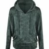 Deals 😍 UDEAR Gray Green Velvet Texture Hoodie - Plus 🎁