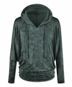 Deals 😍 UDEAR Gray Green Velvet Texture Hoodie - Plus 🎁