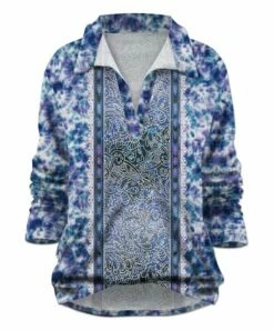 Buy 😉 UDEAR White & Blue Abstract Notch Neck Top - Plus 🔔