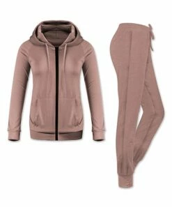 Best Pirce ❤️ UDEAR Orange Pink Zip-Up Pocket Hoodie & Drawstring Joggers - 👩 Women & Plus 🔔