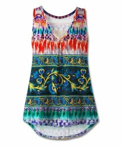 Wholesale ✔️ UDEAR Red & Blue Abstract V-Neck Tank - Plus 🎉