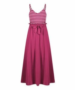 Best Pirce 😀 UDEAR Rose Red & White Belted Empire-Waist Maxi 👗 Dress - Plus 😉