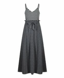 Cheap ⭐ UDEAR White & Dark Gray Stripe Maxi 👗 Dress - Plus 🌟