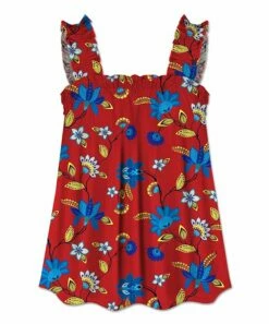 Best reviews of ๐งจ UDEAR Red & Blue Floral Ruched-Strap Tank ๐