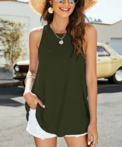 Wholesale 👏 UDEAR Dark Army Green Sleeveless Top - Plus ❤️