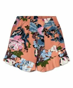 Cheapest 👏 UDEAR Green & Orange-Pink Floral Ruffle-Hem Shorts - 👩 Women 🧨
