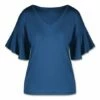 Buy ⌛ UDEAR Cobalt Blue Flutter-Sleeve V-Neck Top - 👩 Women 😀
