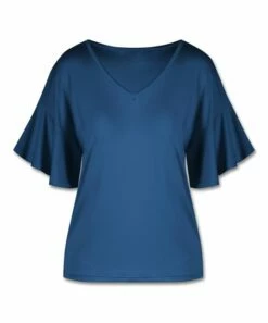 Buy โ UDEAR Cobalt Blue Flutter-Sleeve V-Neck Top - ๐ฉ Women ๐