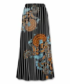 Best Pirce 😀 UDEAR Black & White Floral Stripe Side-Slit Maxi 👗 Skirt - 👩 Women 🎁