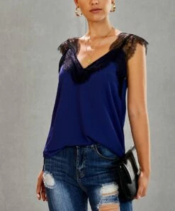 Flash Sale ๐ UDEAR Sapphire Blue & Black Lace-Accent Tank - ๐ฉ Women ๐