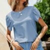 New 😀 UDEAR Light Blue Tulip-Sleeve Top - Plus 🥰