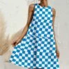 Flash Sale 🌟 UDEAR White & Bright Blue Checkerboard Tiered Sleeveless Shift 👗 Dress - Plus ⭐