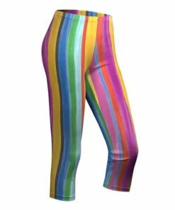 Deals 😉 UDEAR Yellow & Green Stripe Capri Leggings - 👩 Women 🧨