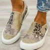 Best Sale 🤩 UDEAR Coffee & Black Leopard & Snake-Embossed Slip-On 👟 Sneaker - 👩 Women 🔔
