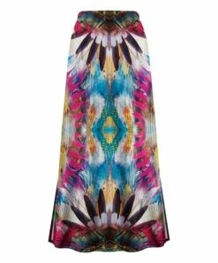 Hot Sale 👍 UDEAR Rose Red & Blue Green Abstract Maxi 👗 Skirt - 👩 Women ✨