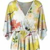Flash Sale 👏 UDEAR Yellow & White Floral Kimono-Sleeve Surplice Top - 👩 Women & Plus 👏