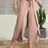 Best Sale ✔️ UDEAR Orange Pink Tie-Waist Front-Slit Wide-Leg Pants - 👩 Women 🔔