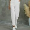 Budget 😉 UDEAR White Pocket Elastic-Waist Straight-Leg Pants - Plus ⭐